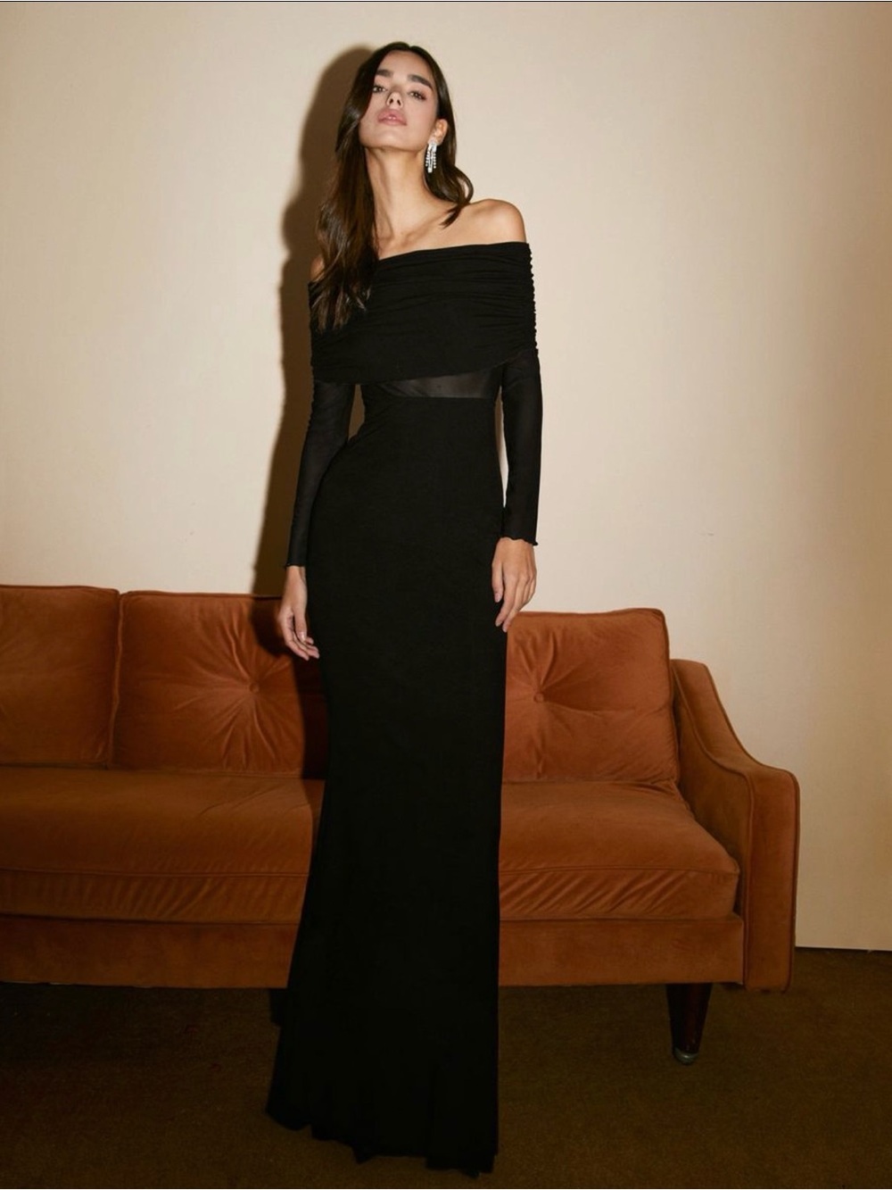 Commense Black Off-Shoulder Maxi Dress